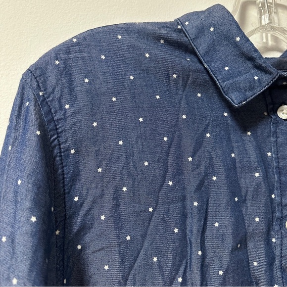 American Eagle Blue Lyocell Star Print Button Up Shirt Women’s Size Large Top - Picture 6 of 10